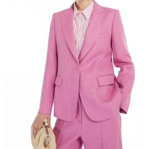 NEW WEEKEND MAX MARA nalut linen blazer in dark pink